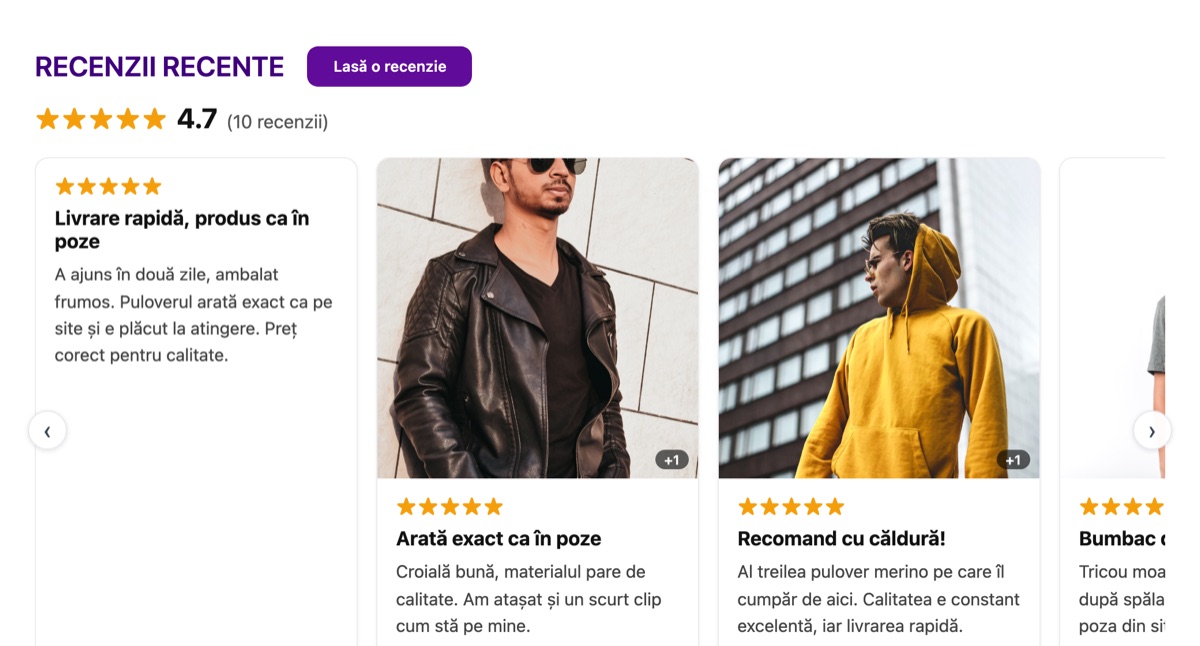 Stil widget: Carousel de carduri